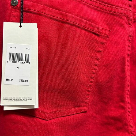 7 For All Mankind Women's Red Distressed Straight-Leg Jeans Size 29 - Picture 9 of 11